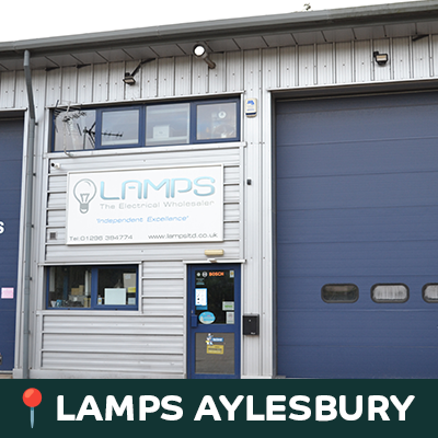 Front view of LAMPS Aylesbury electrical wholesale branch, part of Evergy's local delivery network.